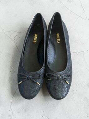 VAN ELI Navy Blue Leather Ballet Flats Size 8 Narrow